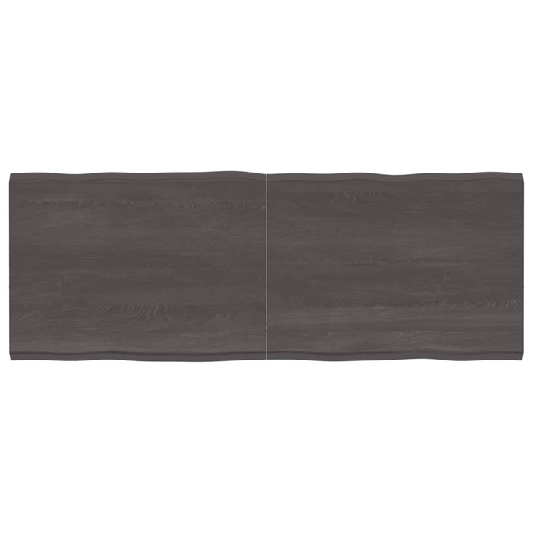 Table Top Dark Grey 160x60x4 cm Treated Solid Wood Oak Live Edge