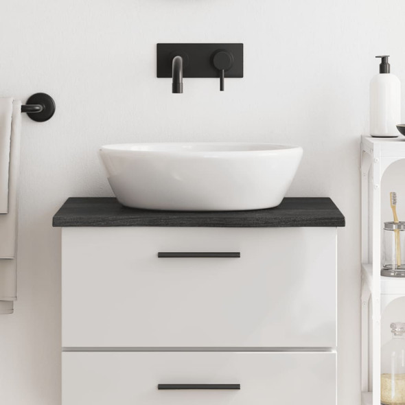 Bathroom Countertop Dark Grey 60x50x2 cm Treated Solid Wood