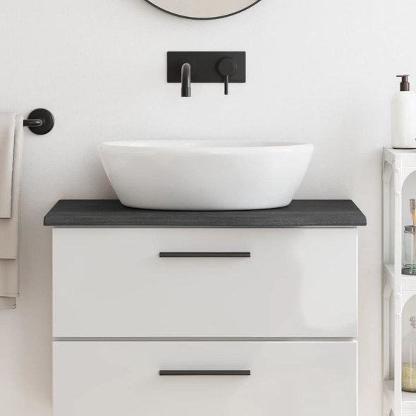 Bathroom Countertop Dark Grey 80x40x2 cm Treated Solid Wood