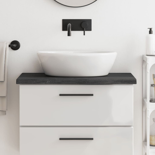 Bathroom Countertop Dark Grey 80x40x4 cm Treated Solid Wood