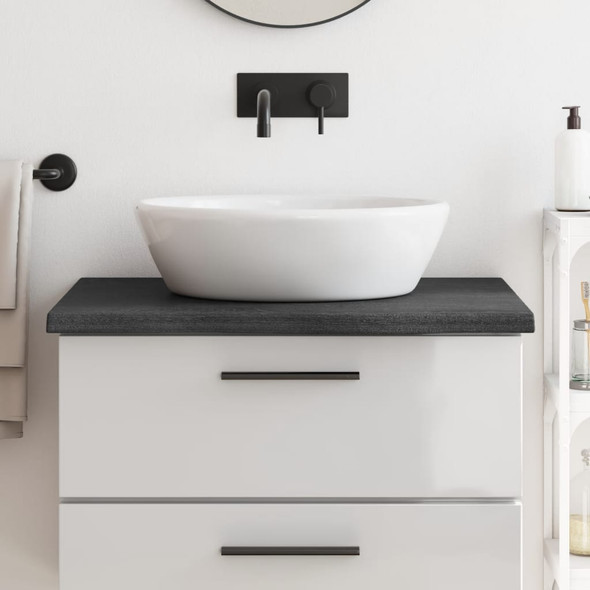 Bathroom Countertop Dark Grey 80x50x4 cm Treated Solid Wood