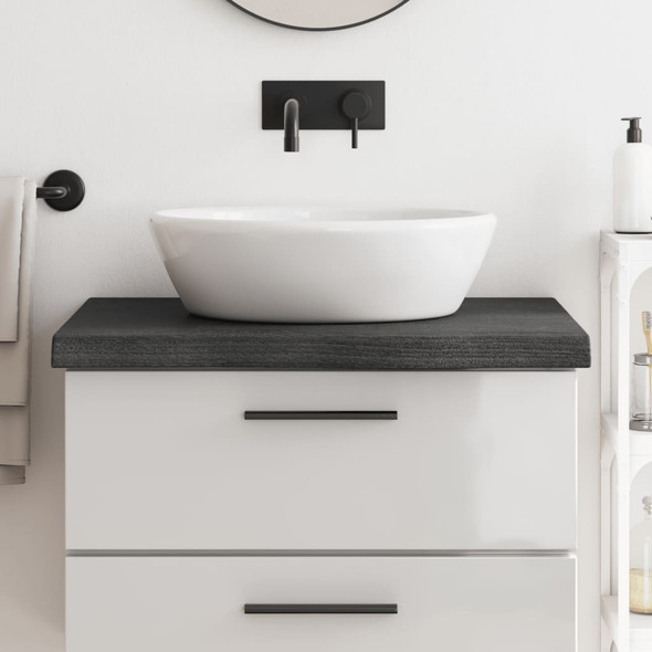 Bathroom Countertop Dark Grey 80x50x6 cm Treated Solid Wood