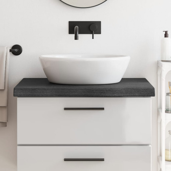 Bathroom Countertop Dark Grey 80x60x6 cm Treated Solid Wood