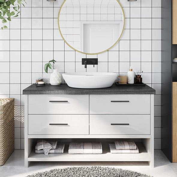 Bathroom Countertop Dark Grey 100x30x6 cm Treated Solid Wood