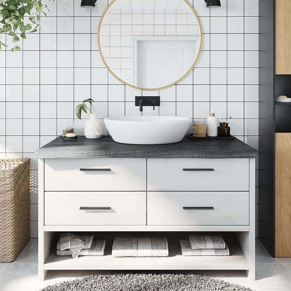 Bathroom Countertop Dark Grey 100x60x6 cm Treated Solid Wood