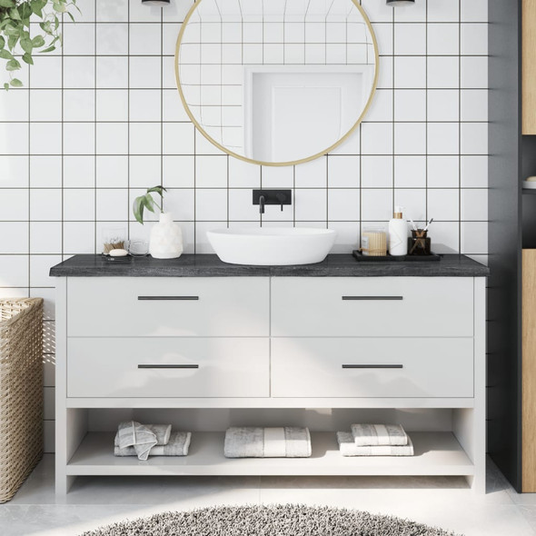 Bathroom Countertop Dark Grey 160x40x4 cm Treated Solid Wood