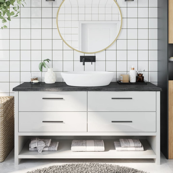 Bathroom Countertop Dark Grey 160x50x4 cm Treated Solid Wood