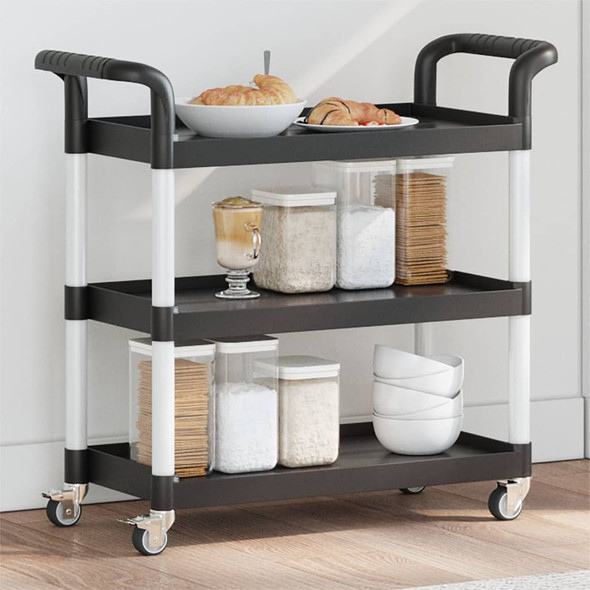 3-Tier Trolley Black 77x34x72 cm Aluminium