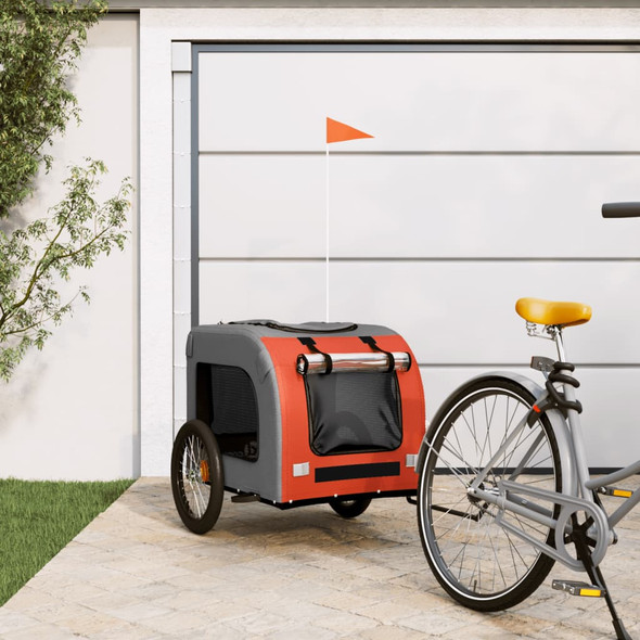 Pet Bike Trailer Orange and Grey Oxford Fabric&Iron