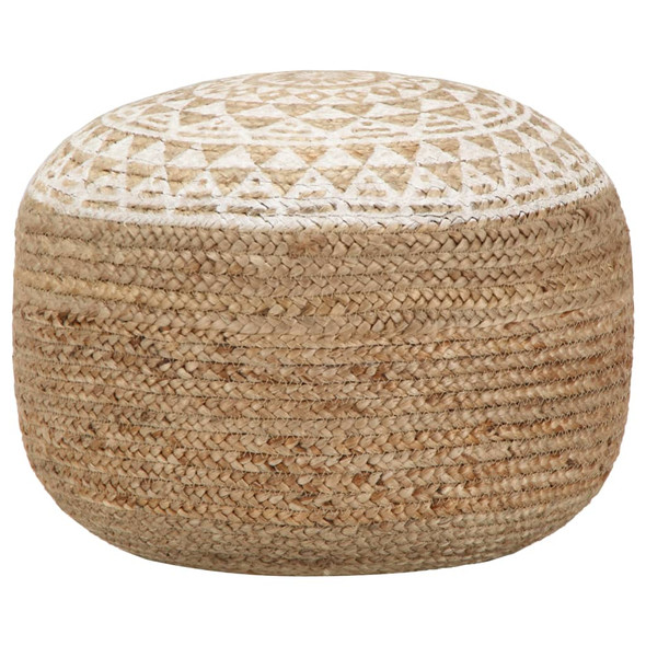 Handmade Pouffe White 45x30 cm Jute