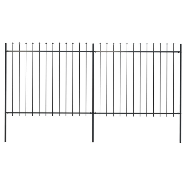 Garden Fence with Spear Top Steel 3.4 m Black