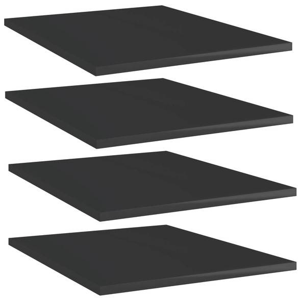 Bookshelf Boards 4 pcs High Gloss Black 40x50x1.5 cm Engineered Wood