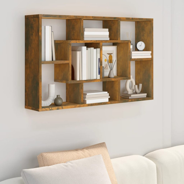 Wall Shelf Smoked Oak 85x16x52.5 cm Engineered Wood