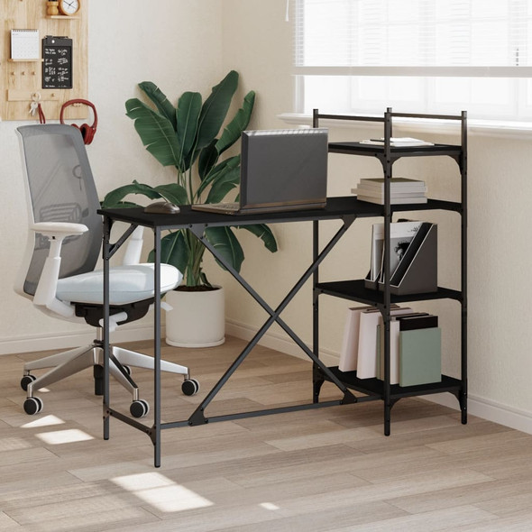 Computer Desk with Shelves Black 120x47x109 cm