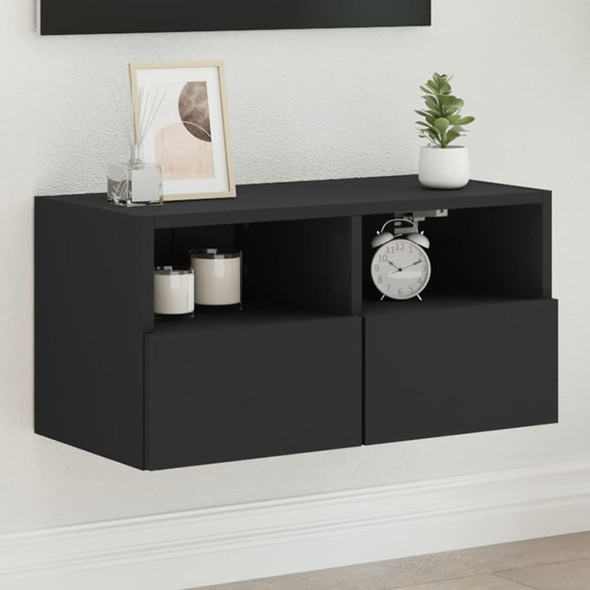TV Wall Cabinet Black 60x30x30 cm Engineered Wood