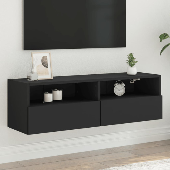 TV Wall Cabinet Black 100x30x30 cm Engineered Wood
