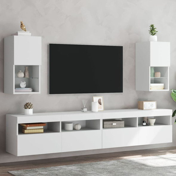 TV Cabinets with LED Lights 2 pcs White 30.5x30x60 cm
