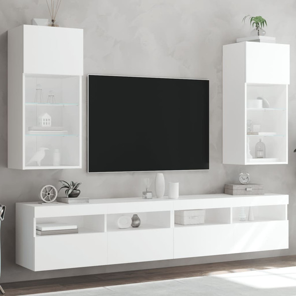 TV Cabinets with LED Lights 2 pcs White 40.5x30x90 cm
