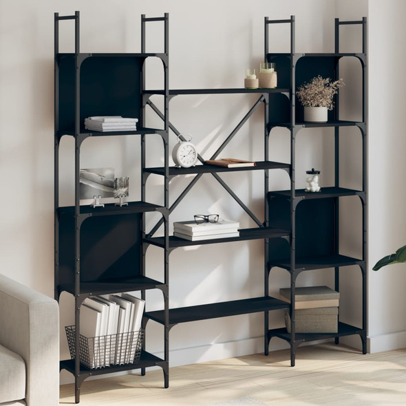 Bookshelf Black 155.5x24x166.5 cm Engineered Wood