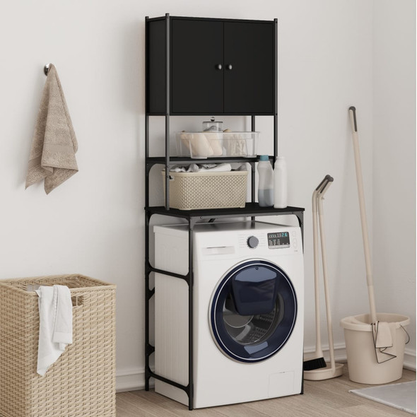 Washing Machine Cabinet Black 68x48.5x194 cm Engineered Wood