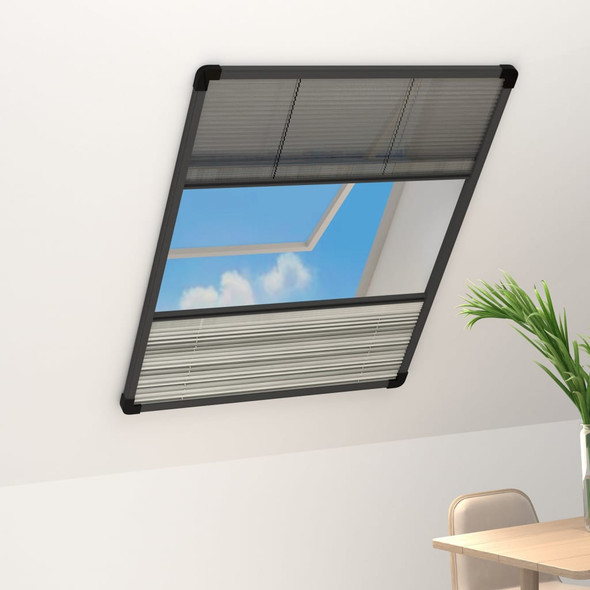 vidaXL Plisse Insect Screen for Windows Aluminium 80x120 cm with Shade