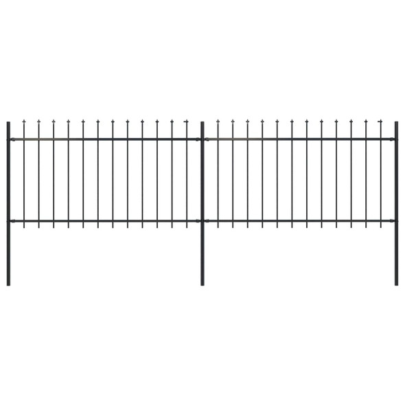 vidaXL Garden Fence with Spear Top Steel 3.4 m Black