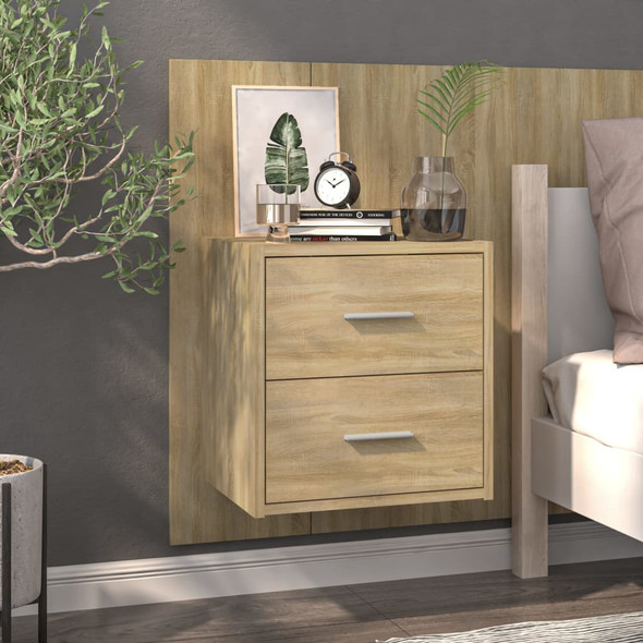 vidaXL Wall-mounted Bedside Cabinet Sonoma Oak