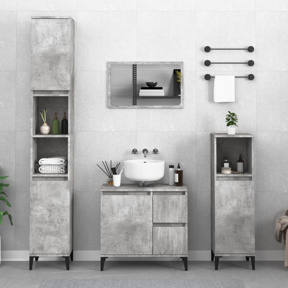 vidaXL Bathroom Cabinet Concrete Grey 30x30x100 cm Engineered Wood