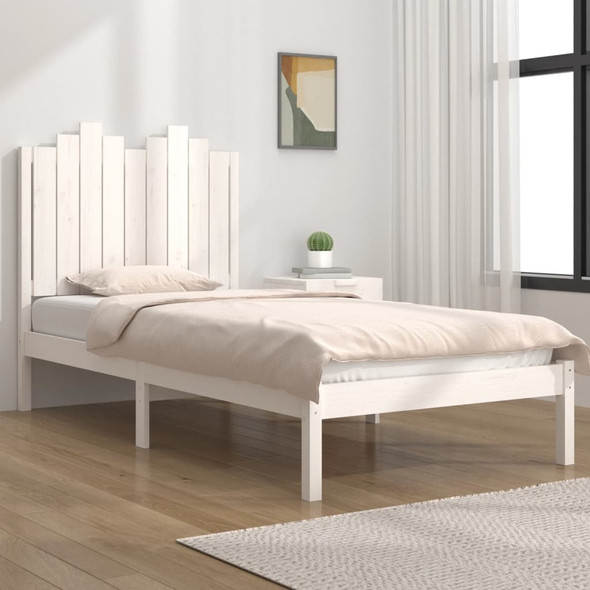 vidaXL Bed Frame White Solid Wood Pine 92x187 cm Single Size