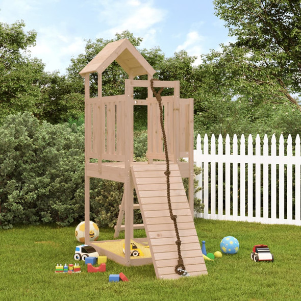 vidaXL Playhouse with Climbing Wall Solid Wood Pine