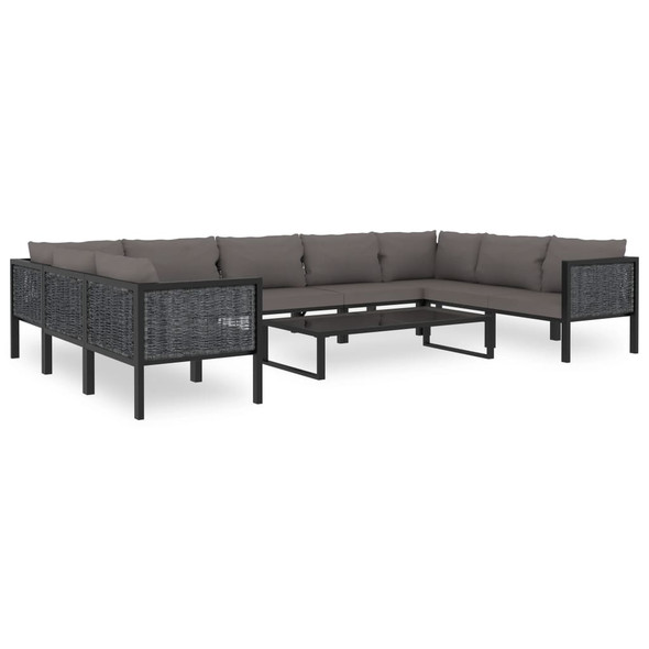 vidaXL 10 Piece Garden Lounge Set with Cushions Poly Rattan Anthracite