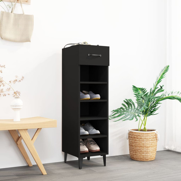 vidaXL Shoe Cabinet Black 30x35x105 cm Engineered Wood