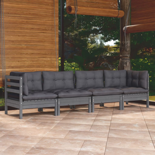 vidaXL 4 Piece Garden Lounge Set with Cushions Solid Pinewood