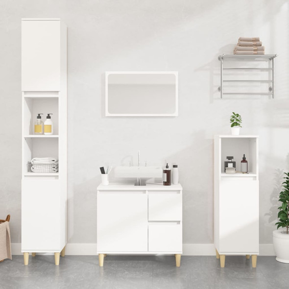 vidaXL 2 Piece Bathroom Furniture Set White Engineered Wood