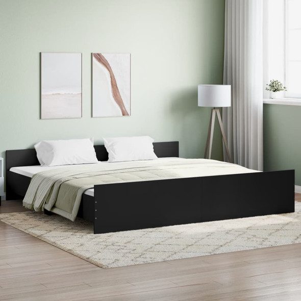 vidaXL Bed Frame with Headboard and Footboard Black 183x203 cm King Size