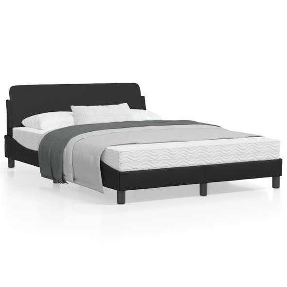 vidaXL Bed Frame with Headboard Black 137x190 cm Faux Leather