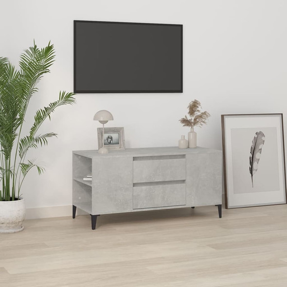 vidaXL TV Cabinet Concrete Grey 102x44.5x50 cm Engineered Wood