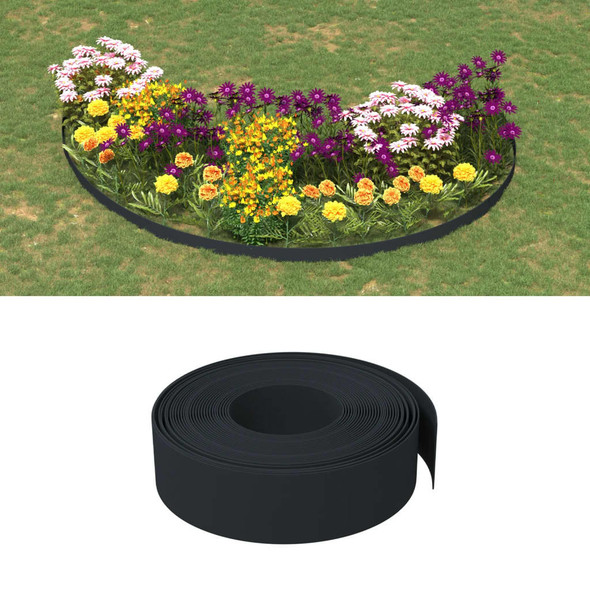 vidaXL Garden Edgings 2 pcs Black 10 m 15 cm Polyethylene