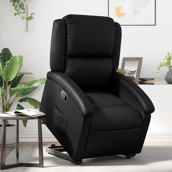 vidaXL Stand up Recliner Chair Black Faux Leather