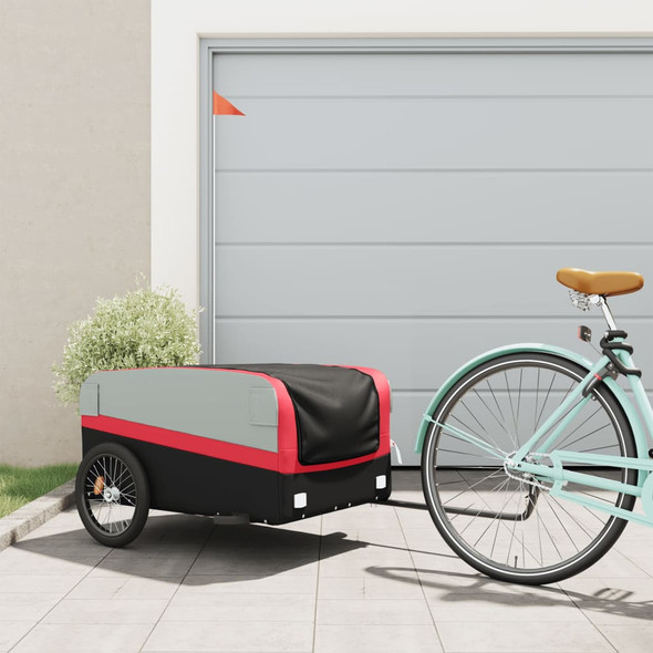 vidaXL Bike Trailer Black and Red 45 kg Iron