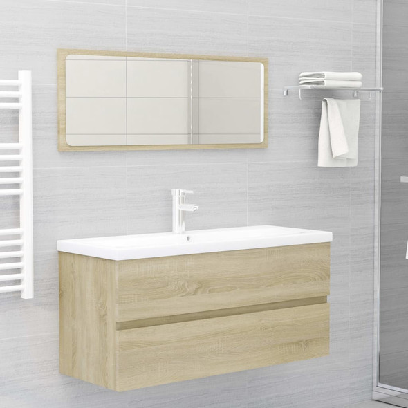 vidaXL 2 Piece Bathroom Furniture Set Sonoma Oak Engineered Wood