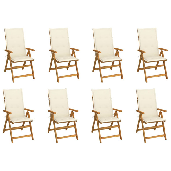 vidaXL Folding Garden Chairs with Cushions 8 pcs Solid Wood Acacia