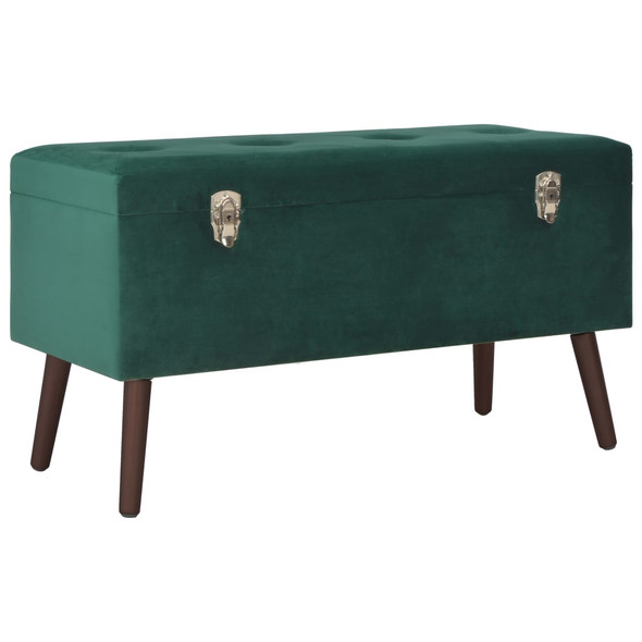 vidaXL Bench with Storage Compartment Green 80 cm Velvet