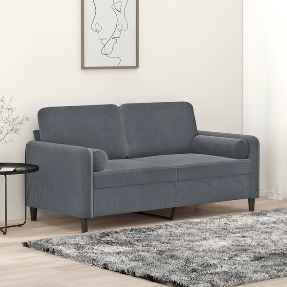 vidaXL 2-Seater Sofa with Throw Pillows Dark Grey 140 cm Velvet