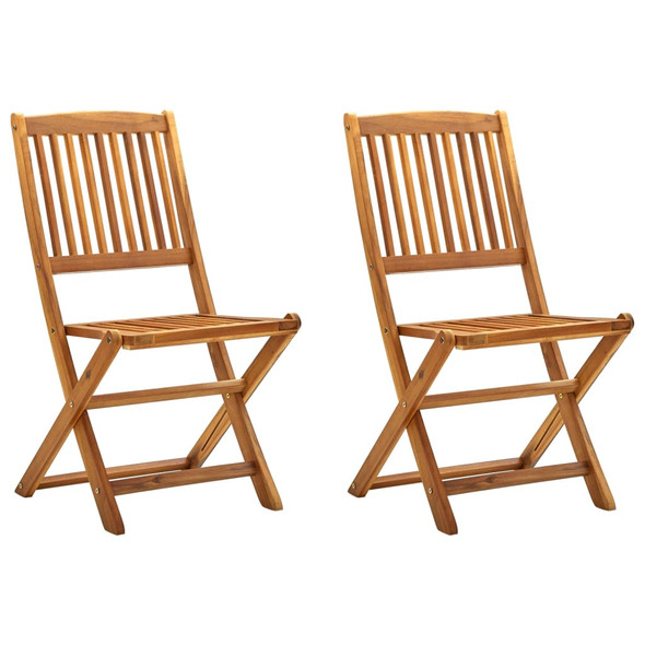 vidaXL Folding Outdoor Chairs 2 pcs Solid Acacia Wood