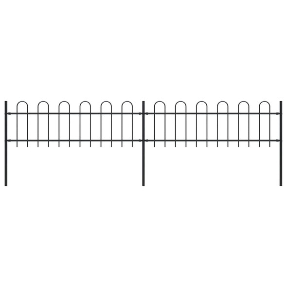 vidaXL Garden Fence with Hoop Top Steel 3.4 m Black