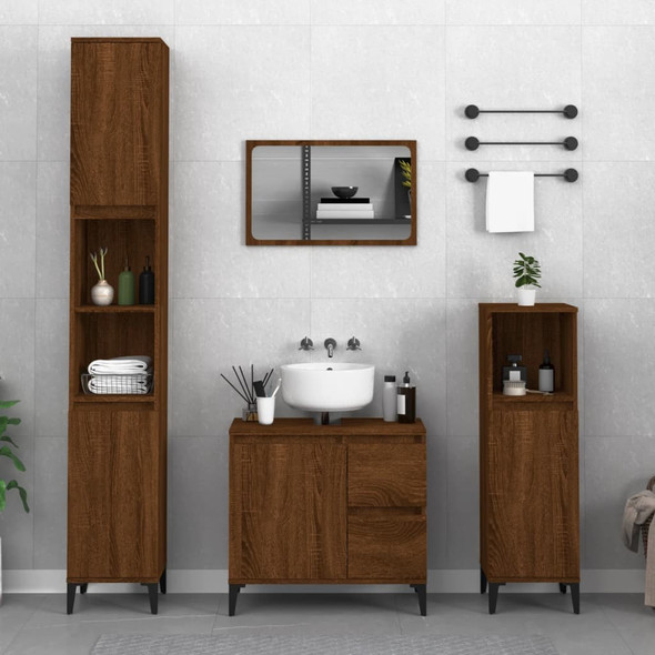 vidaXL Bathroom Cabinet Brown Oak 65x33x60 cm Engineered Wood