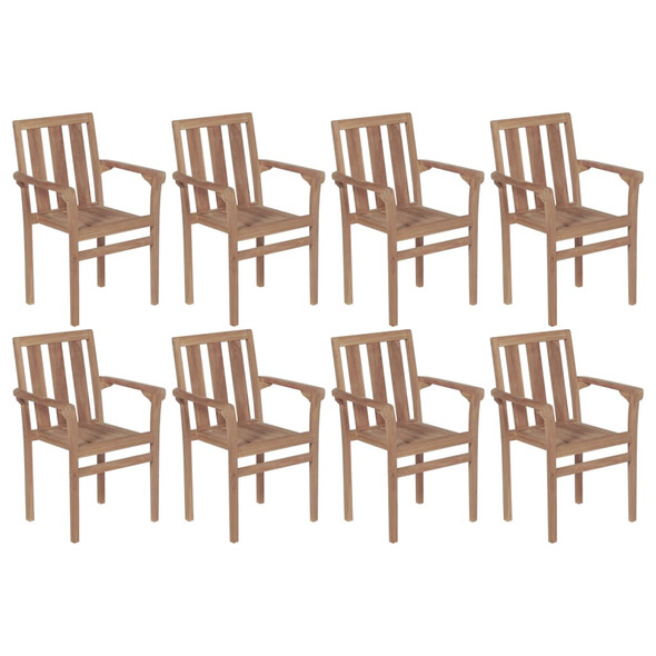 vidaXL Stackable Garden Chairs 8 pcs Solid Teak Wood