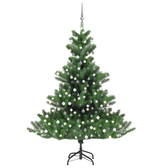 vidaXL Nordmann Fir Artificial Christmas Tree LED&Ball Set Green 210cm