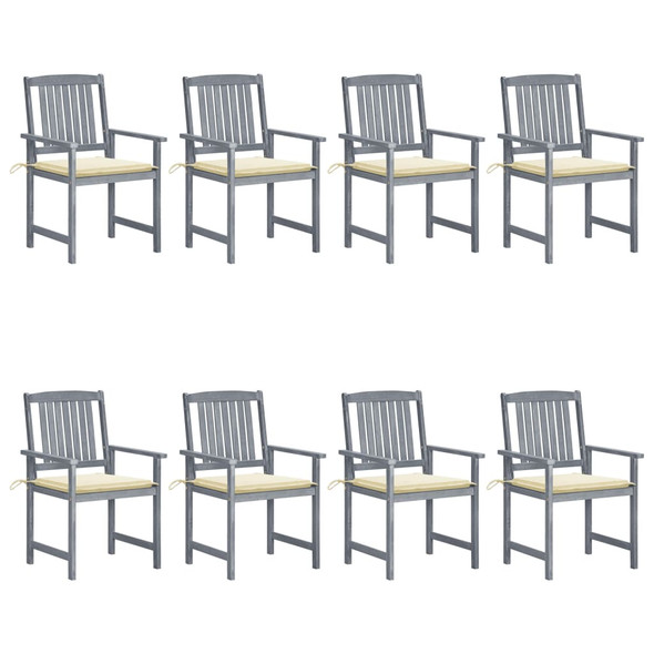 vidaXL Garden Chairs with Cushions 8 pcs Solid Acacia Wood Grey